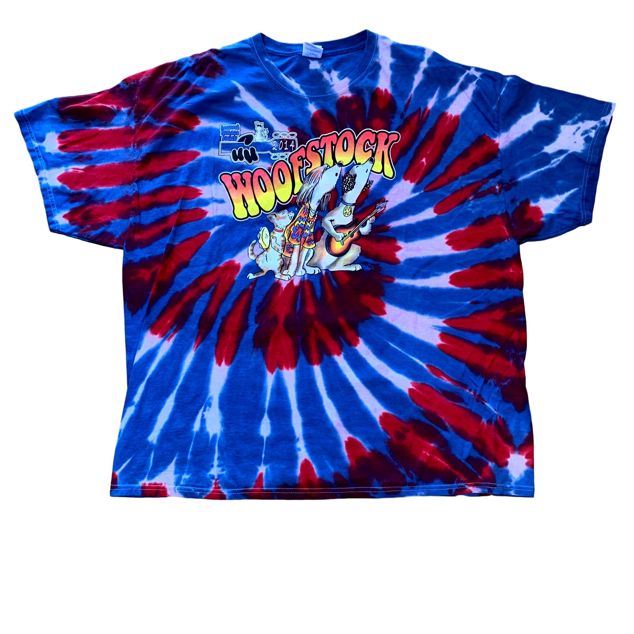 Vintage Woofstock Tie Dye Dog T Shirt (3XL)